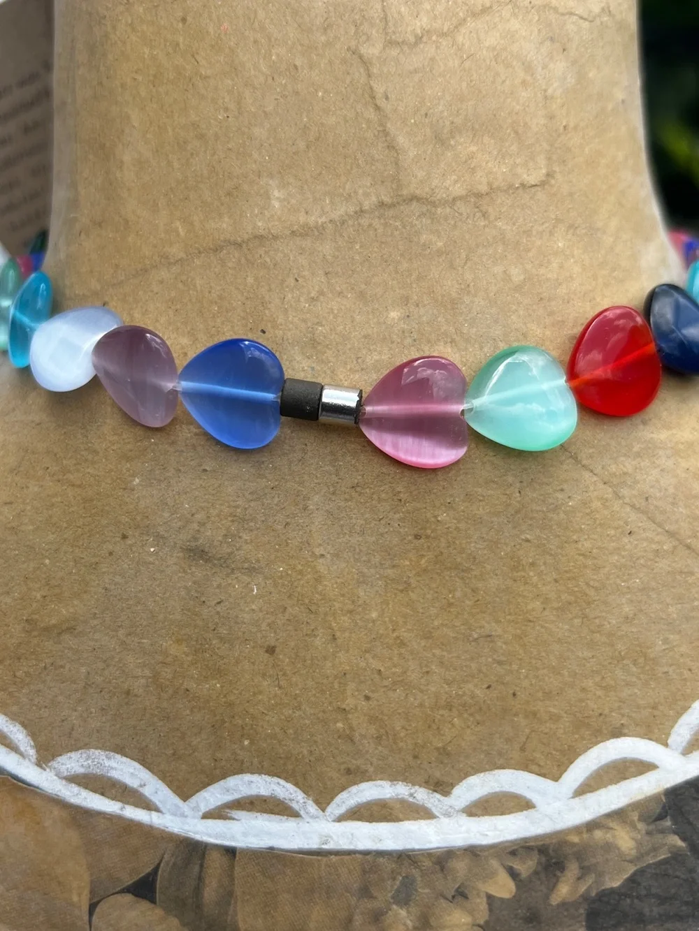 Heart Necklace Magnetic Clasp Cottage Boho Coastal Whimsical Jewelry 18 Inch